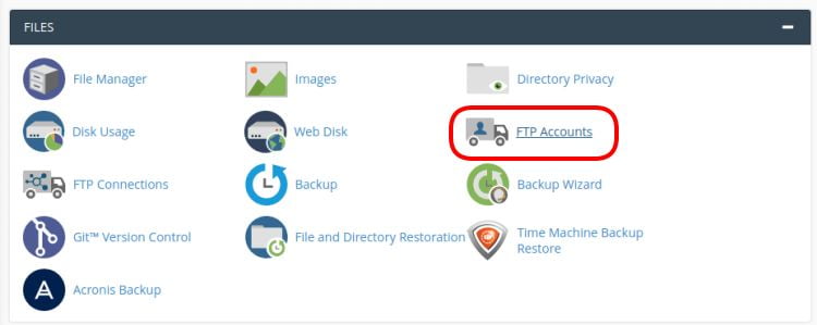 Menu FTP Account pada Cpanel