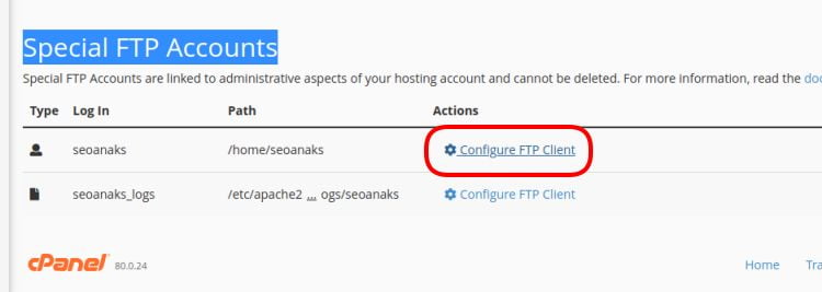 Configure FTP Account pada