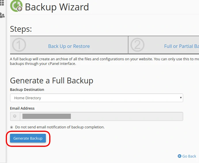 Generate Backup