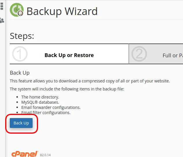 Klik BackUp