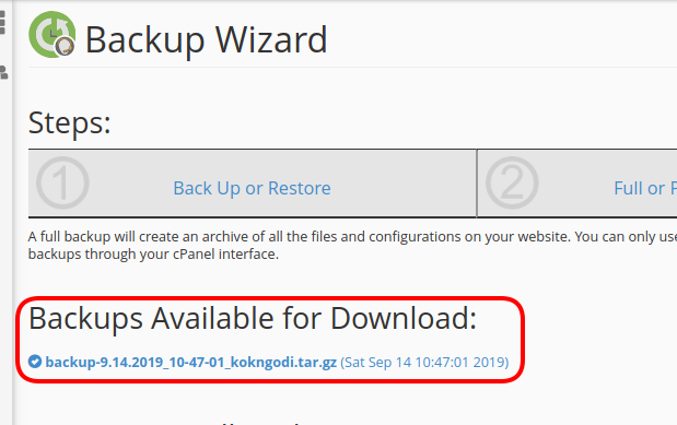 Backup Wizard Available