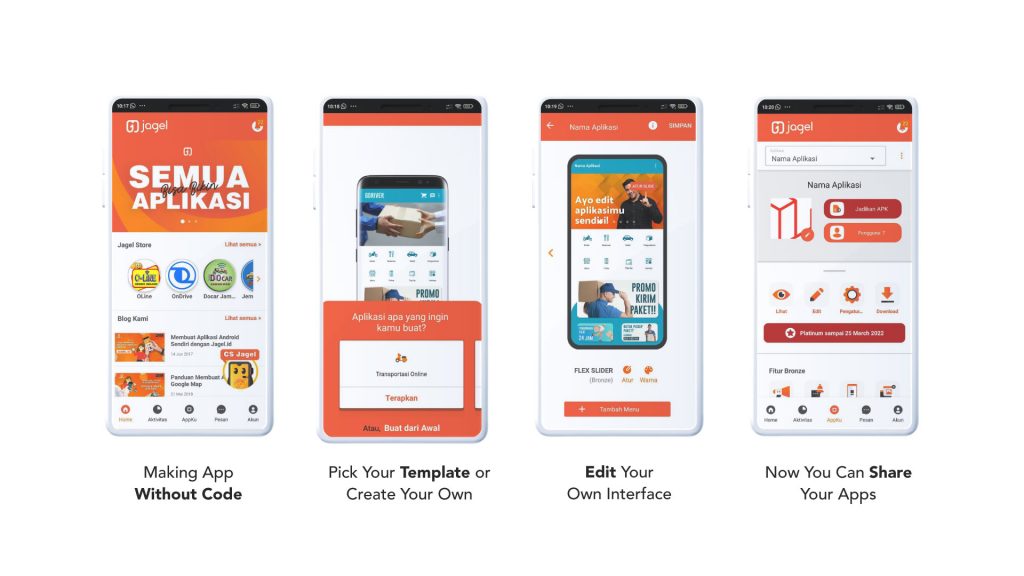 Gambar 2. Setelah install aplikasi, bisa langsung dengan daftar dan langsung buat aplikasi mu