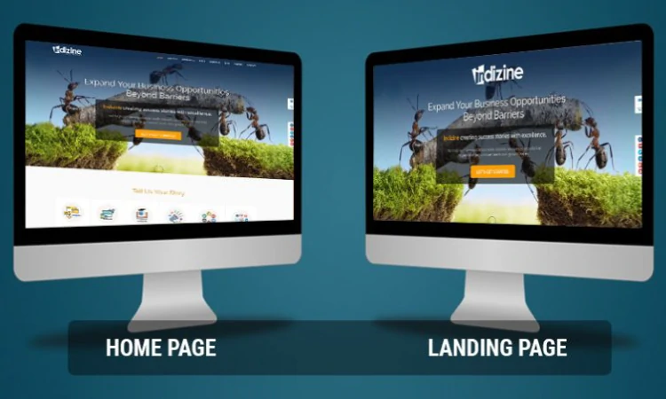 Perbedaan landing page dengan homepage, Sumber: Blog-Indizine