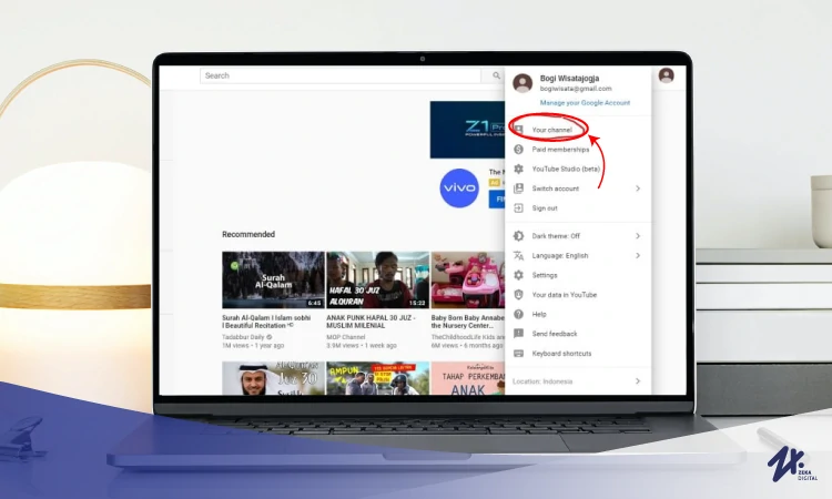 Klik pada channel Anda atau your channel, Sumber: zekadigital.com