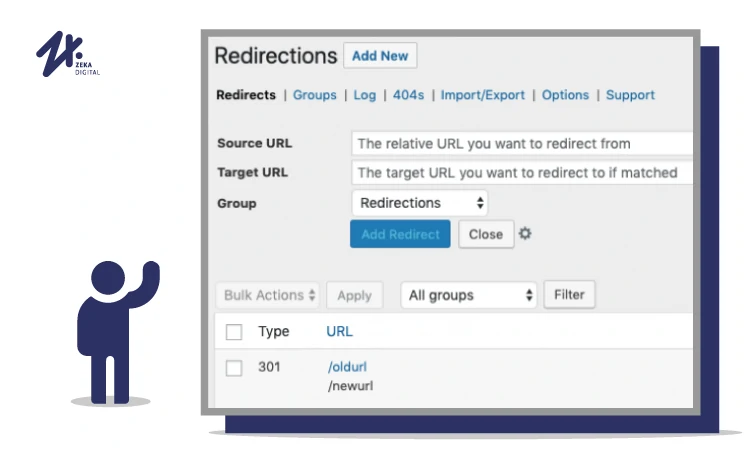 Redirect wordPress, Sumber: zekadigital.com