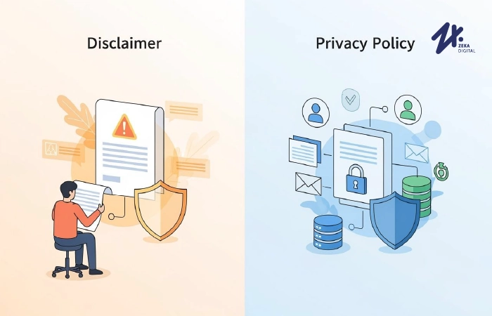 Perbedaan disclaimer dan privacy policy, Sumber: zekadigital.com